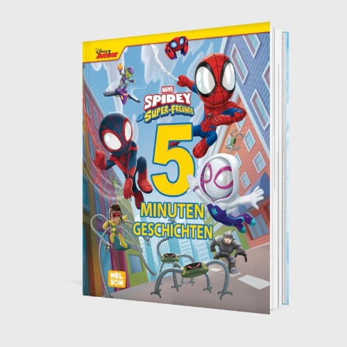 Buchcover und Innenansicht für das Buch: Marvel Spidey und seine Super-Freunde: 5-Minuten-Geschichten