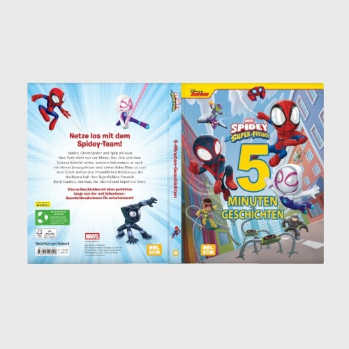 Buchcover und Innenansicht für das Buch: Marvel Spidey und seine Super-Freunde: 5-Minuten-Geschichten