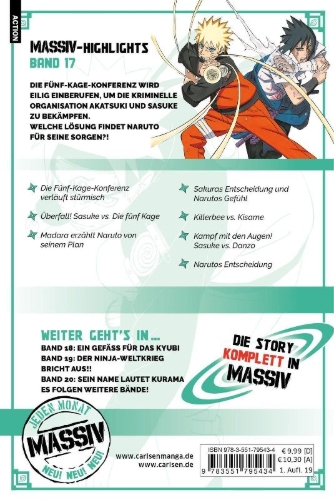 Buchcover und Innenansicht für das Buch: NARUTO Massiv 17