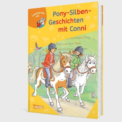 Buchcover und Innenansicht für das Buch: LESEMAUS zum Lesenlernen Sammelbände: Pony-Silben-Geschichten mit Conni