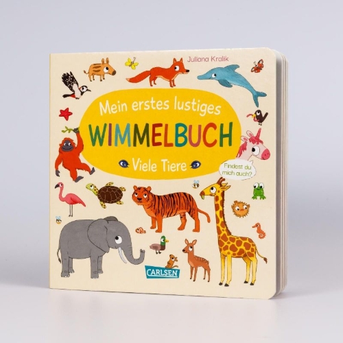 Buchcover und Innenansicht für das Buch: Mein erstes lustiges Wimmelbuch: Viele Tiere