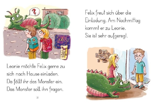 Buchcover und Innenansicht für das Buch: LESEZUG/1. Klasse: Leonie und das Mutmach-Monster