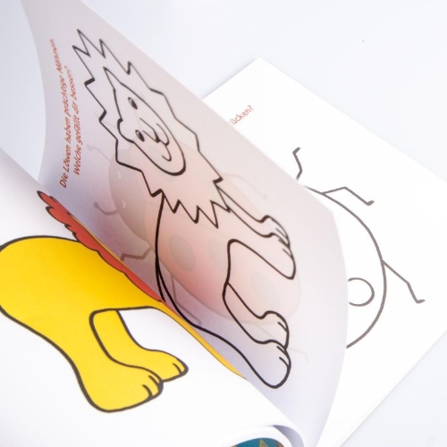 Buchcover und Innenansicht für das Buch: Das dicke Kindergarten-Malbuch: Mit farbigen Vorlagen und lustiger Fehlersuche