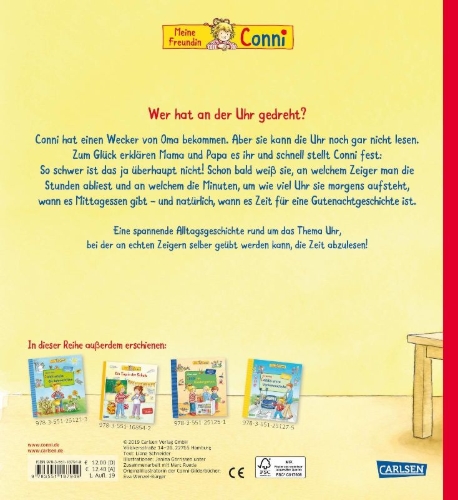 Buchcover und Innenansicht für das Buch: Conni-Bilderbücher: Conni lernt die Uhrzeit