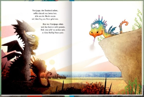 Buchcover und Innenansicht für das Buch: Furzipups, der Knatterdrache