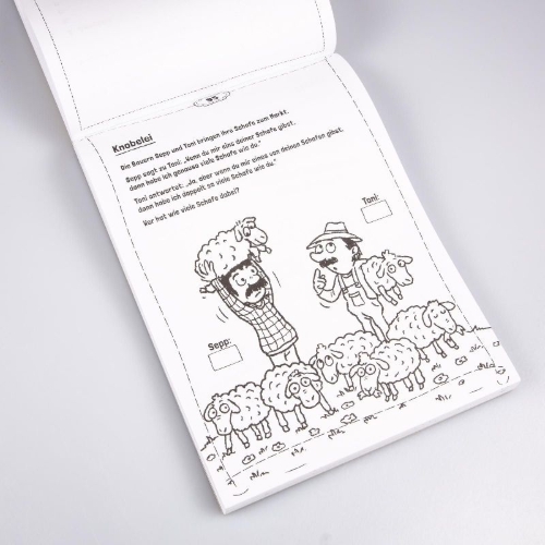Buchcover und Innenansicht für das Buch: Mega Rätselblock - Kreuzworträtsel, Quizfragen, Knobeleien, Wörterrätsel, Zahlenrätsel