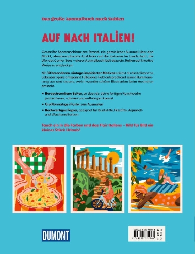 Buchcover und Innenansicht für das Buch: Italien - Das große Ausmalbuch nach Zahlen