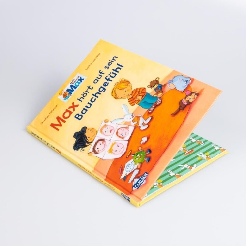 Buchcover und Innenansicht für das Buch: Max-Bilderbücher: Max hört auf sein Bauchgefühl