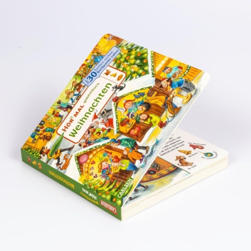 Buchcover und Innenansicht für das Buch: Hör mal (Soundbuch): Wimmelbuch: Weihnachten