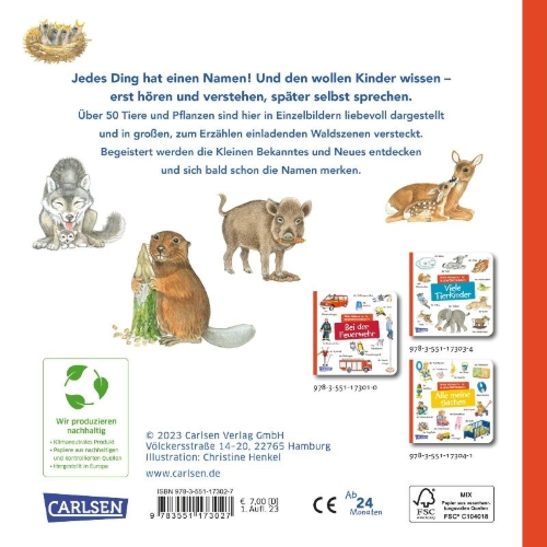 Buchcover und Innenansicht für das Buch: Mein kleines buntes Bildwörterbuch: Im Wald
