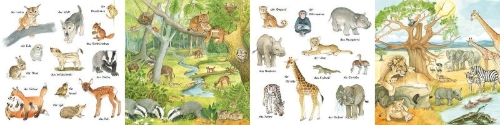 Buchcover und Innenansicht für das Buch: Mein kleines buntes Bildwörterbuch: Viele Tierkinder