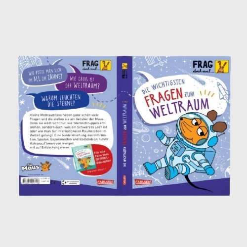 Buchcover und Innenansicht für das Buch: Frag doch mal ... die Maus: Die wichtigsten Fragen zum Weltraum
