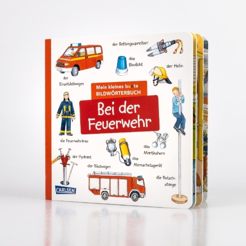 Buchcover und Innenansicht für das Buch: Mein kleines buntes Bildwörterbuch: Bei der Feuerwehr
