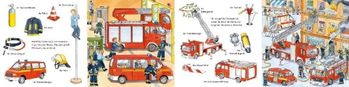 Buchcover und Innenansicht für das Buch: Mein kleines buntes Bildwörterbuch: Bei der Feuerwehr