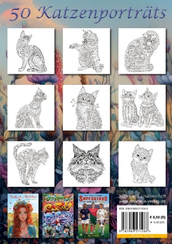 Buchcover und Innenansicht für das Buch: Mandala Malbuch Katzen für Kinder ab 8 Jahren, Teenager und Erwachsene mit 50 schönen Ausmalmotiven