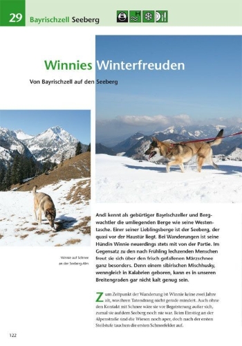 Buchcover und Innenansicht für das Buch: Die schönsten Wanderungen mit Hunden