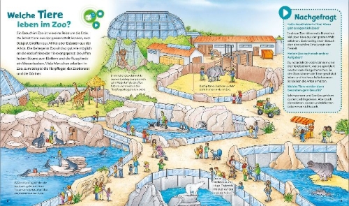 Buchcover und Innenansicht für das Buch: BOOKii® WAS IST WAS Junior Wir gehen in den Zoo!