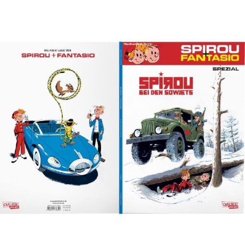 Buchcover und Innenansicht für das Buch: Spirou chez les Soviets