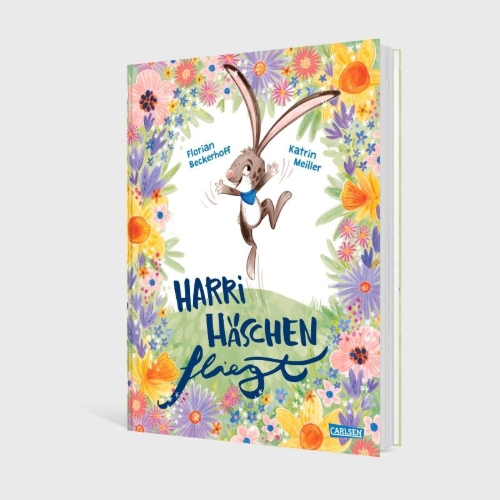 Buchcover und Innenansicht für das Buch: Harri Häschen fliegt