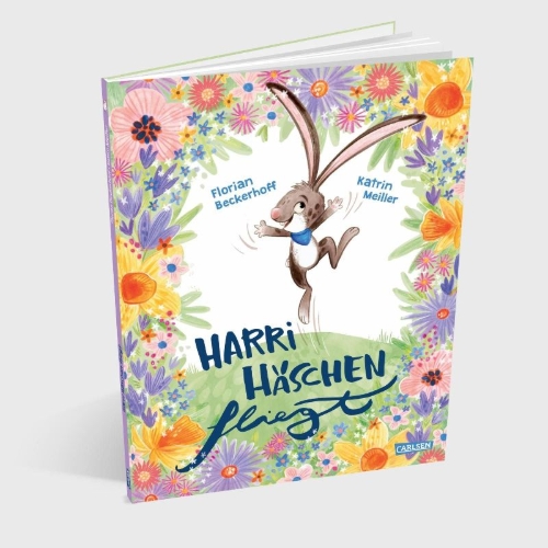 Buchcover und Innenansicht für das Buch: Harri Häschen fliegt