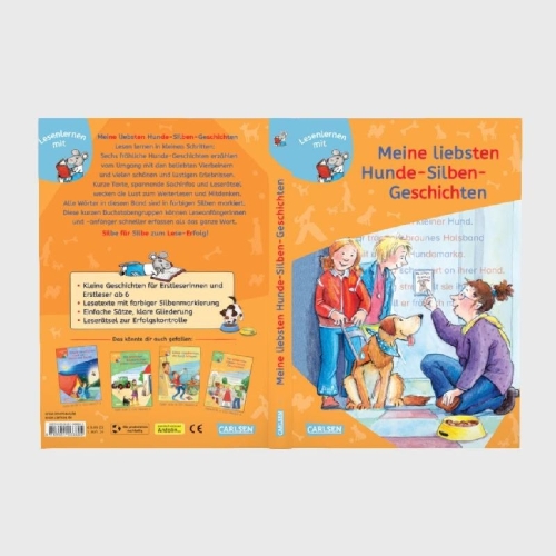 Buchcover und Innenansicht für das Buch: LESEMAUS zum Lesenlernen Sammelbände: Meine liebsten Hunde-Silben-Geschichten
