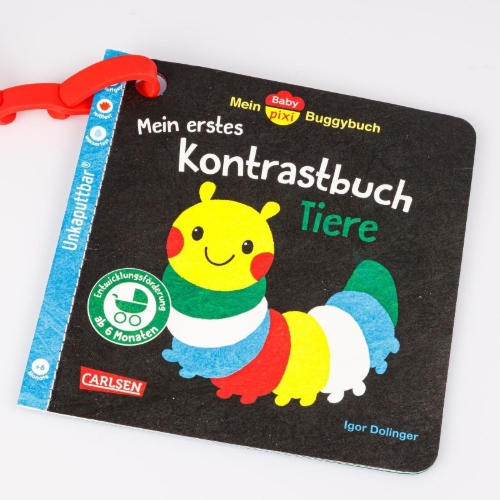 Buchcover und Innenansicht für das Buch: Baby Pixi (unkaputtbar) 163: Mein Baby-Pixi-Buggybuch: Mein erstes Kontrastbuch Tiere ab 6 Monaten