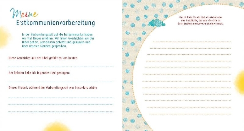 Buchcover und Innenansicht für das Buch: Meine Erstkommunion Erinnerungsalbum Boot