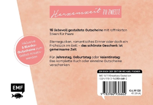 Buchcover und Innenansicht für das Buch: ... weil ich dich liebe - 16 Gutscheine für gemeinsame Momente