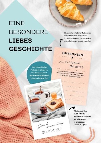 Buchcover und Innenansicht für das Buch: ... weil ich dich liebe - 16 Gutscheine für gemeinsame Momente