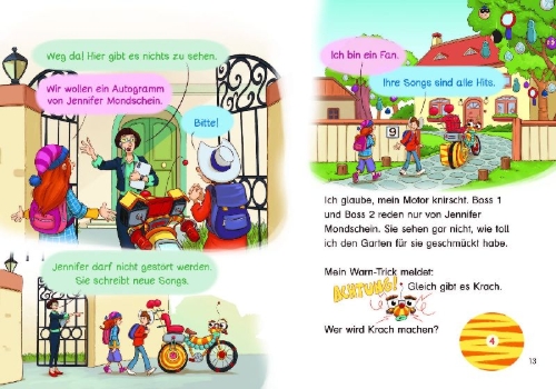 Buchcover und Innenansicht für das Buch: Tom Turbo - Lesestark - Ein Gespenst zum Geburtstag