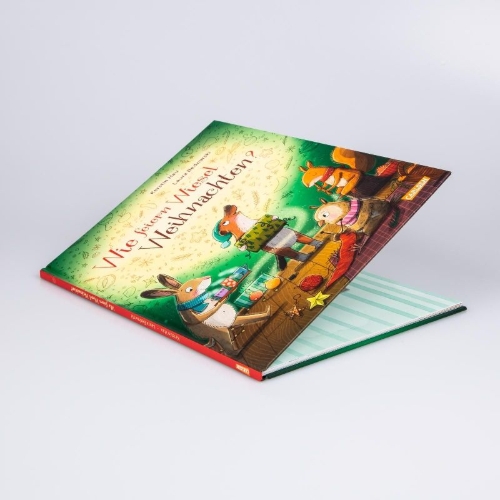Buchcover und Innenansicht für das Buch: Wie feiern Wiesel Weihnachten?
