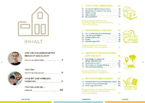 Buchcover und Innenansicht für das Buch: Vom kleinen Wohntraum zum fertigen Zuhause
