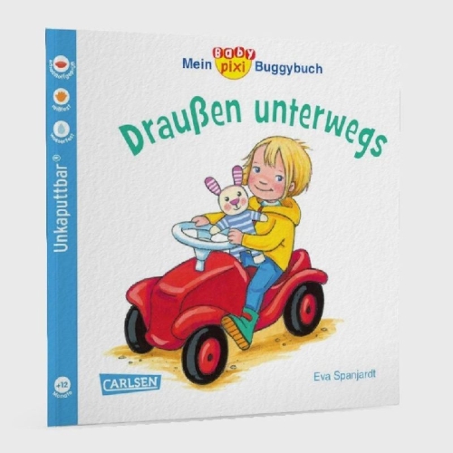 Buchcover und Innenansicht für das Buch: Baby Pixi (unkaputtbar) 66: Mein Baby-Pixi-Buggybuch: Draußen unterwegs