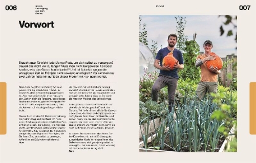 Buchcover und Innenansicht für das Buch: Selbstversorgung aus dem Garten