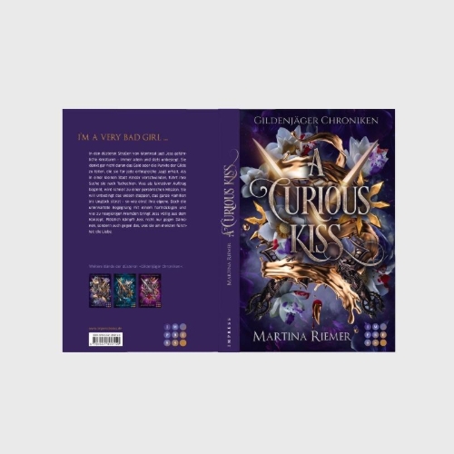 Buchcover und Innenansicht für das Buch: A Curious Kiss (Gildenjäger Chroniken 1)