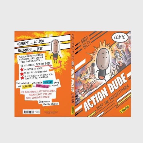 Buchcover und Innenansicht für das Buch: Action Dude 1: Zoff im Freizeitpark