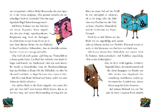 Buchcover und Innenansicht für das Buch: Die Mission der tollkühnen Bücher