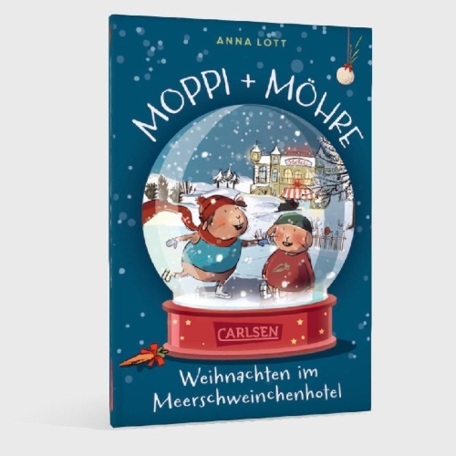 Buchcover und Innenansicht für das Buch: Moppi und Möhre - Weihnachten im Meerschweinchenhotel