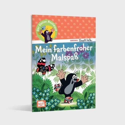 Buchcover und Innenansicht für das Buch: Der kleine Maulwurf: Mein farbenfroher Malspaß