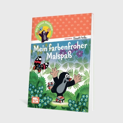 Buchcover und Innenansicht für das Buch: Der kleine Maulwurf: Mein farbenfroher Malspaß