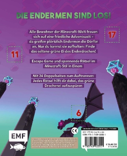 Buchcover und Innenansicht für das Buch: Escape-Adventskalender für Minecrafter: Das Ei des Enderdrachen