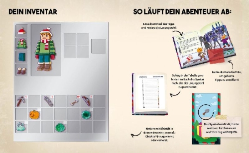 Buchcover und Innenansicht für das Buch: Escape-Adventskalender für Minecrafter: Das Ei des Enderdrachen