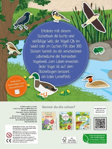 Buchcover und Innenansicht für das Buch: Naturforscher-Kids - Stickerheft Vögel