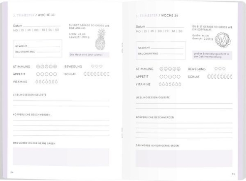 Buchcover und Innenansicht für das Buch: Babyplaner