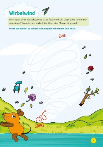 Buchcover und Innenansicht für das Buch: Frag doch mal ... die Maus: Mein Rätselblock mit der Maus - Klima und Wetter