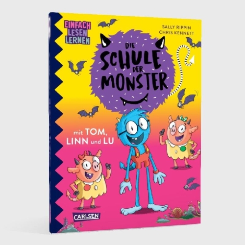 Buchcover und Innenansicht für das Buch: Die Schule der Monster mit Tom, Linn und Lu
