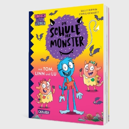 Buchcover und Innenansicht für das Buch: Die Schule der Monster mit Tom, Linn und Lu