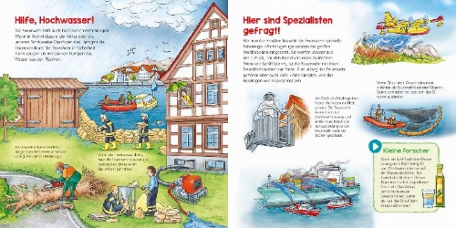 Buchcover und Innenansicht für das Buch: BOOKii® WAS IST WAS Kindergarten Komm mit zur Feuerwehr!