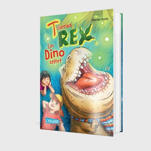 Buchcover und Innenansicht für das Buch: Tiberius Rex 3: Ein Dino zeltet