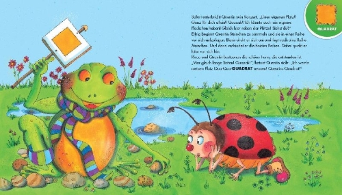 Buchcover und Innenansicht für das Buch: Qua, Qua, Quadrat!, ruft der Frosch
